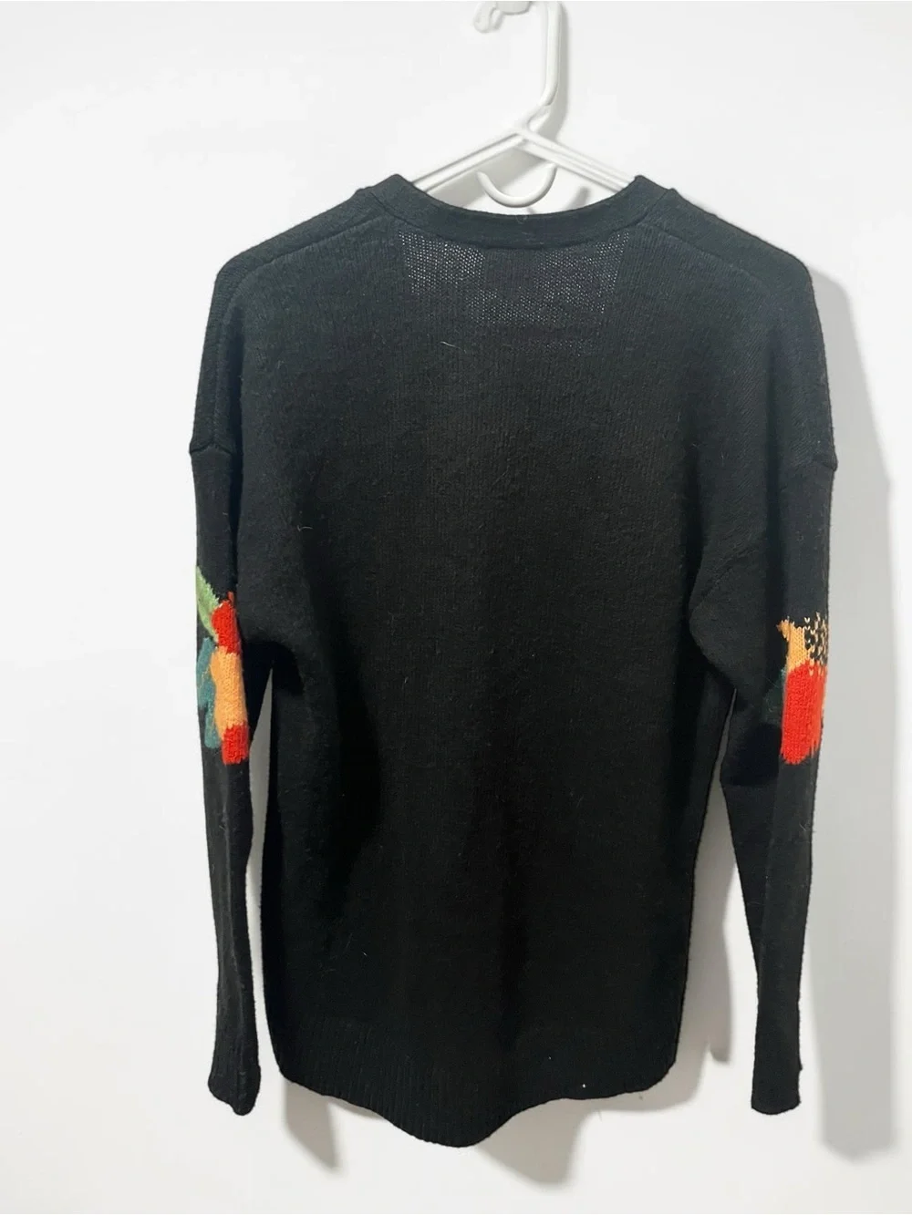 CAbi Black Floral Button-Front Cardigan with Red and Orange Flowers Size Small - Picture 2 of 9